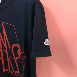 Moncler Men Chest Printed Logo Dark Navy T-Shirt L